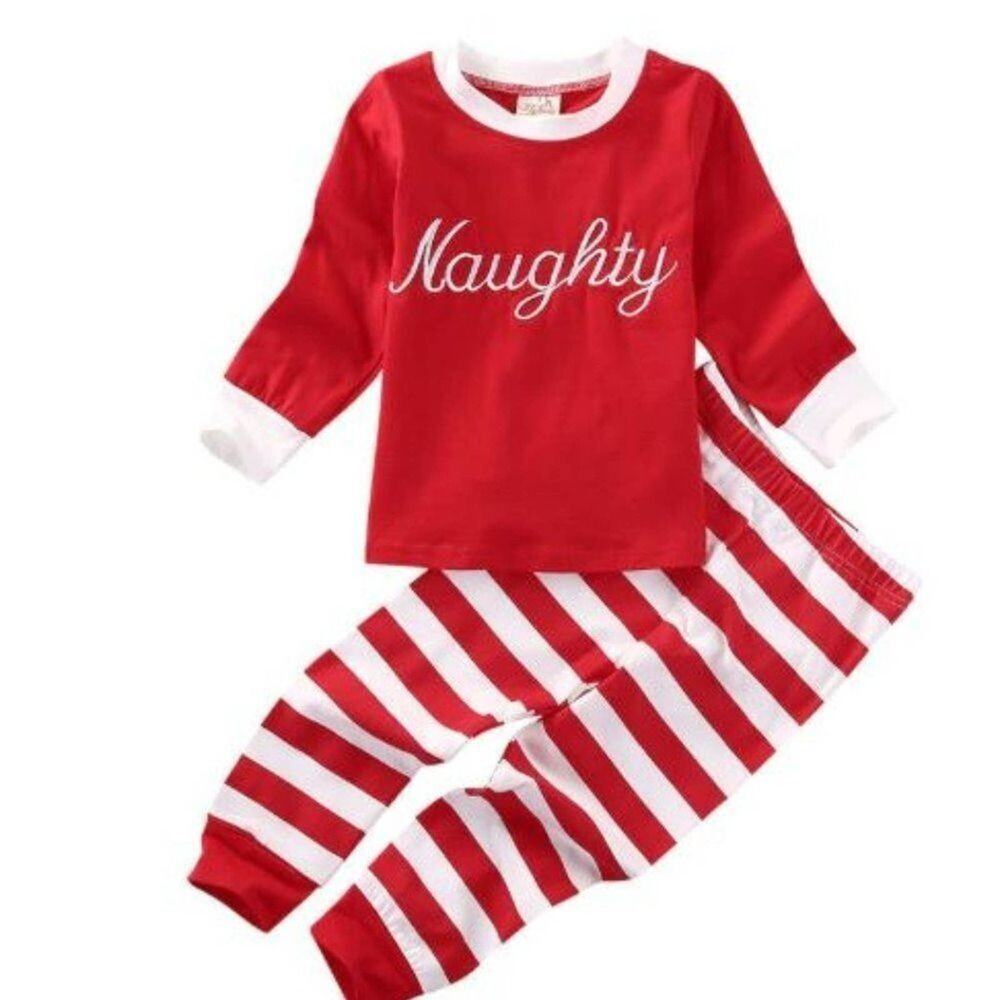 New Boy, girl Christmas pajamas "naughty” 3T